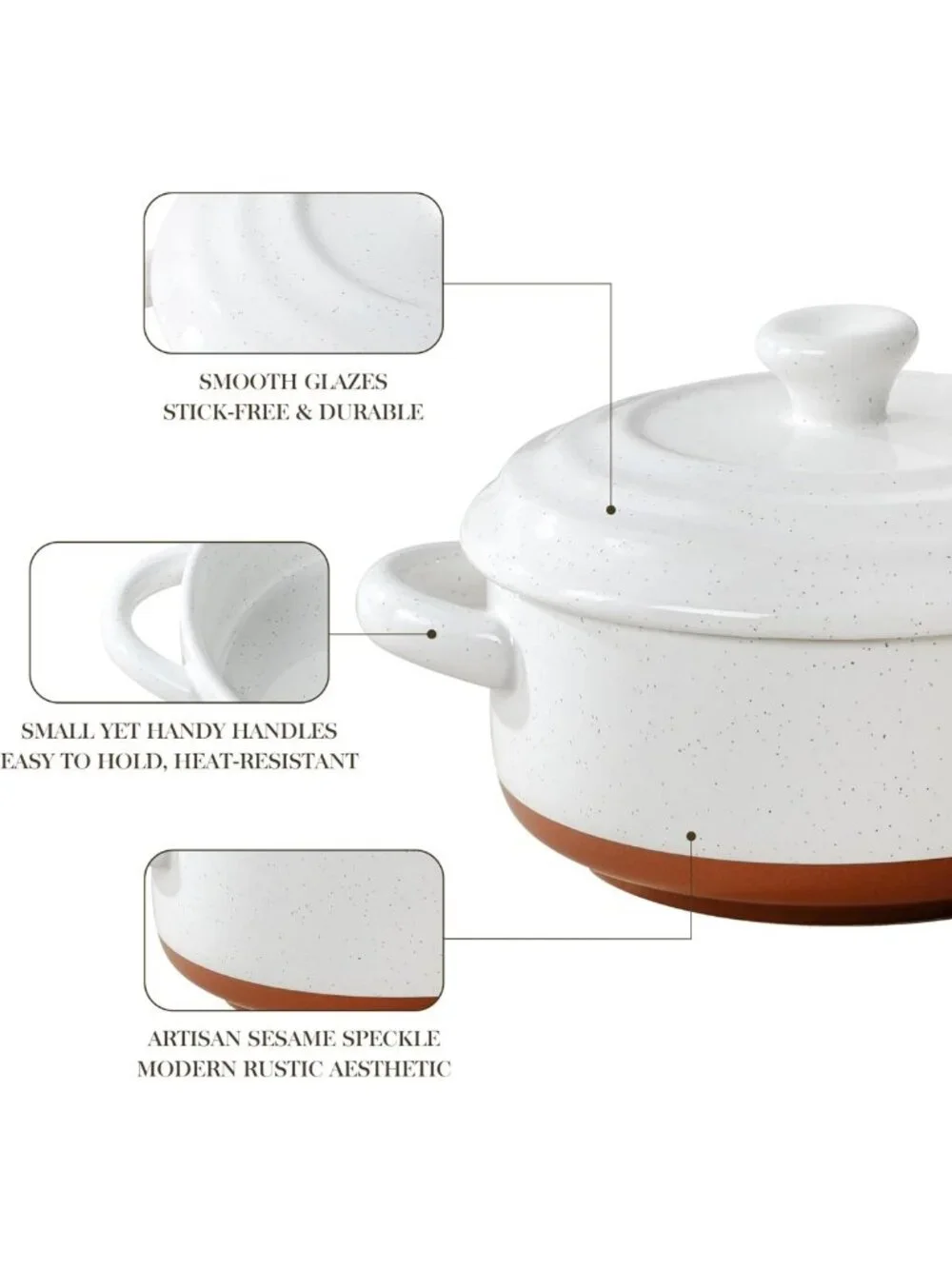Mini Cocotte Set of 4 - 12oz Ceramic Casserole Dishes with Lids, Oven